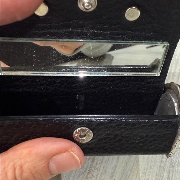 Brighton Crocodile Black and Brown Leather Card Holder Lipstick Case Set - Picture 5 of 8